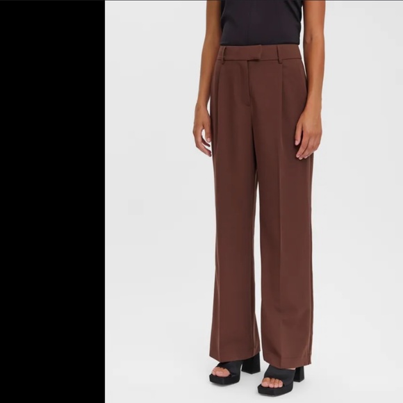 Beautiful Chestnut Brown Wide leg Trousers Pants Flare High rise Women Size 12 - Picture 7 of 7